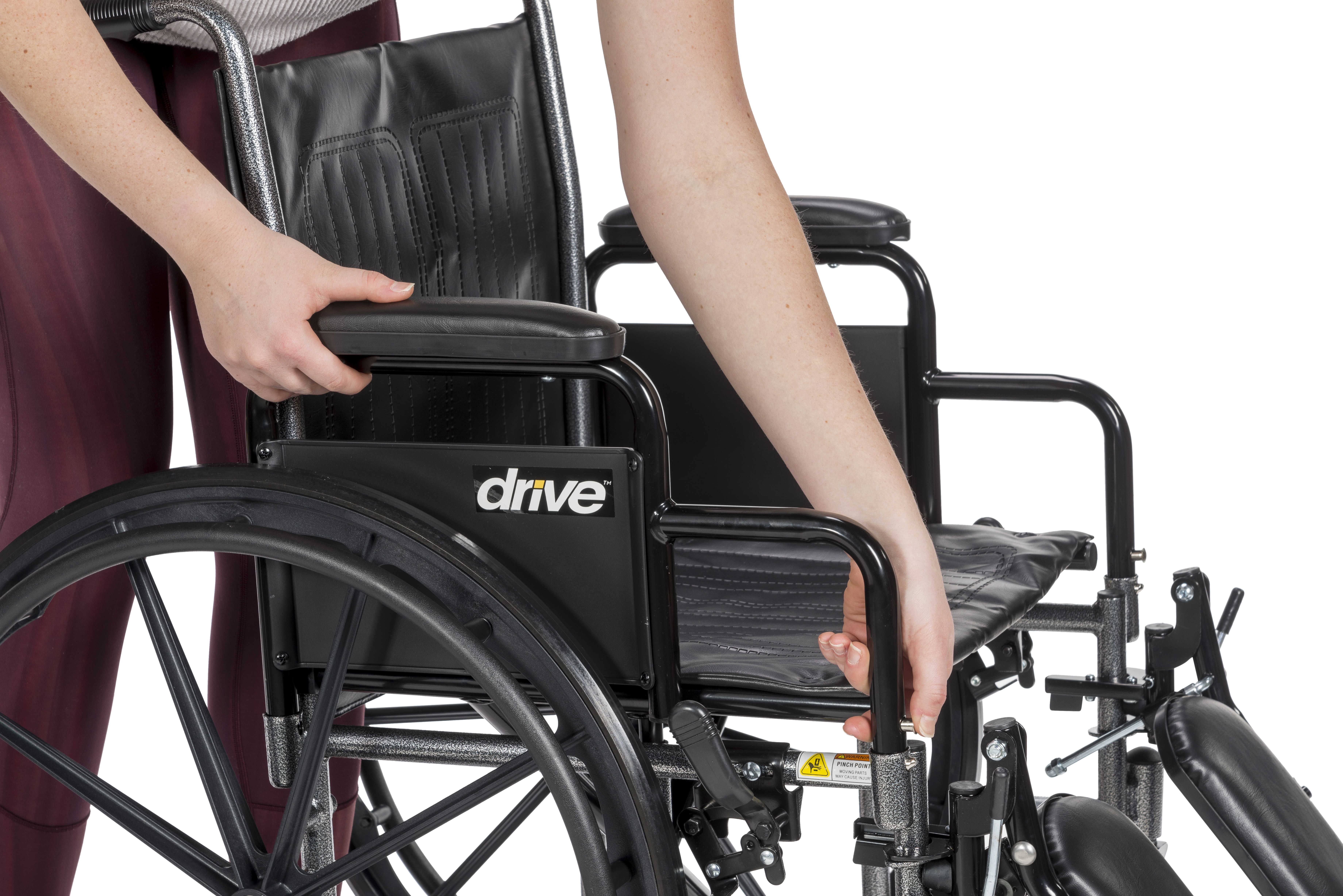 Drive Medical Silver Sport 2 Wheelchair, Detachable Desk Arms, Elevating Leg Rests, 18" Seat