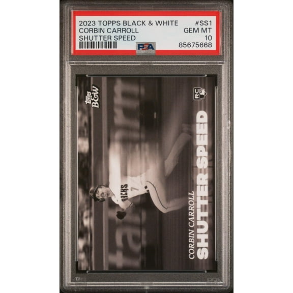 Graded 2023 Topps Black  White Corbin Carroll #SS1 Shutter Speed Rookie RC Baseball Card PSA 10 Gem Mint