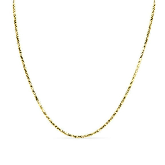 SuperJeweler 14 Karat Yellow Gold Over Sterling Silver 4.9mm Popcorn Chain Necklace, 18 inches for Women
