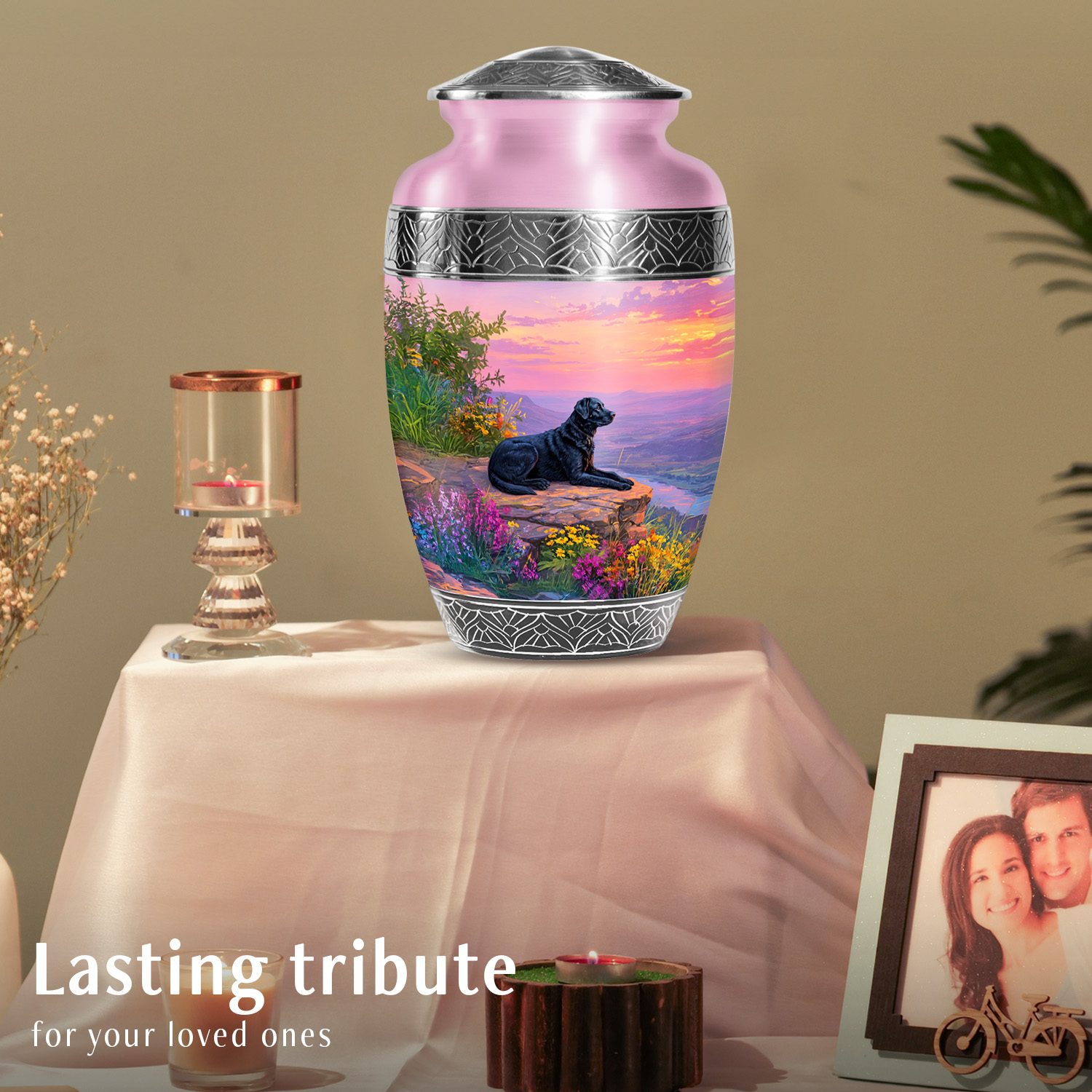 SABURIAL Dog Urn - Perfect Handcrafted Urns For Mom & Dad Ash - Decorative Funeral Urn For Human Ash - Perfect Burial Urns For Female Ashes - 10 Inch Large With Velvet Bag