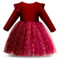 thumbnail image 6 of Kogui Christmas Dress Toddler Tutu Toddler Kids Baby Girl Christmas Dress Long Sleeve Smocked Embroidered Velvet Dresses Winter Clothes Size 3T 4T(Red,3-4 Years), 6 of 6