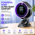 thumbnail image 6 of MDHAND 100-Speed Portable Desktop Fan, Rechargeable with LED Display, 1800mAh Battery, Silent Motor, 3-in-1 Clip Wall Desk, Gray-Purple, 6 of 9