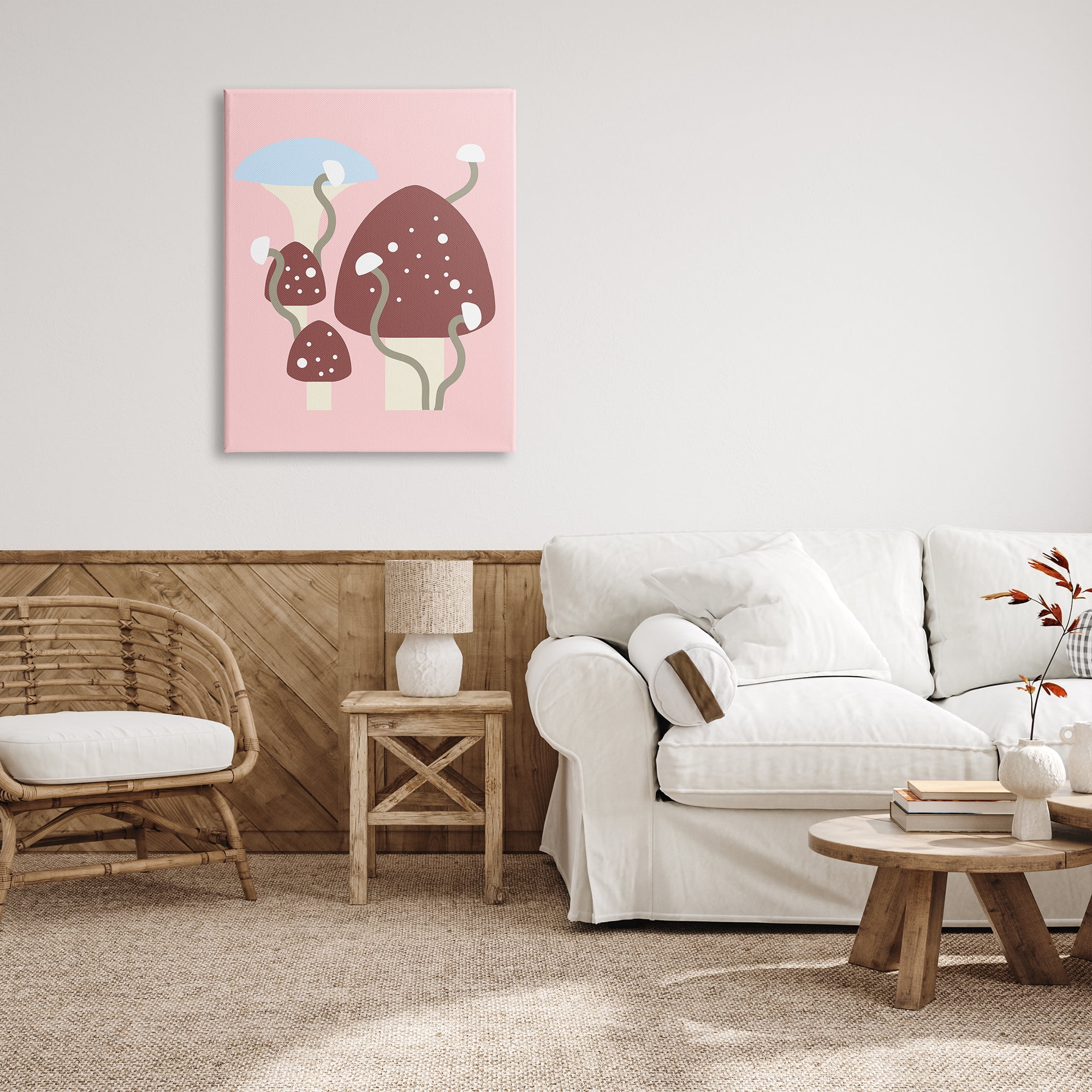 Stupell Industries Pop Mushrooms on Pink Botanical & Floral Painting Gallery Wrapped Canvas Art Print Wall Art, 30 x 40