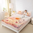 thumbnail image 4 of Manfei Natural Landscape Sunset Queen Sheet Sets,Colorful Flower Floral Flat Sheet,Orange Pink Queen Fitted Sheet For Teens,Super Cozy Room Decor,4-Piece, 4 of 7