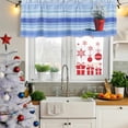 thumbnail image 5 of Blue Ombre Striped Daisy Curtain Valances for Windows, Kitchen Valance Window Treatments Panel 2 Pack, Vintage Flowers Abstract Art Rod Pocket Short Curtains for Bathroom Bedroom 42 x 12 Inch, 5 of 8
