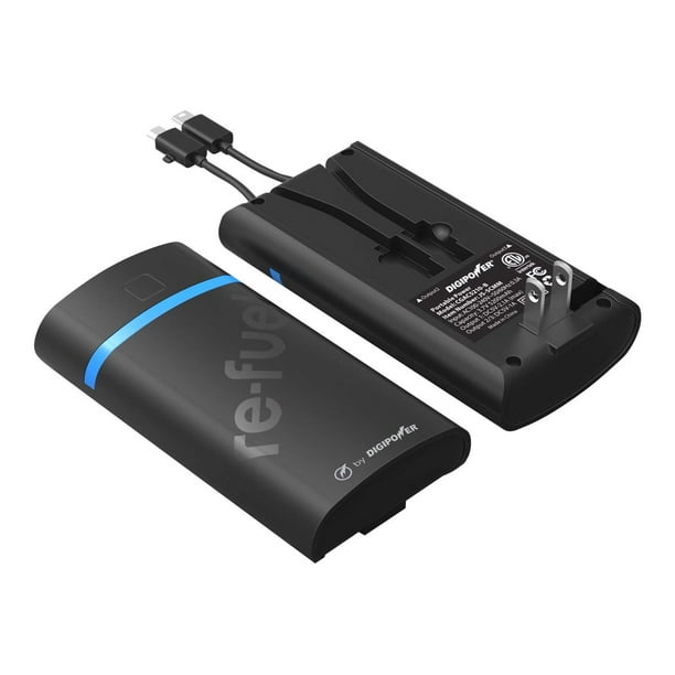 Digipower CGAC5210-B - Power bank - 5200 mAh - 3 output connectors (USB, mini-USB Type B, Micro-USB Type B) - on cable: Micro-USB, mini-USB