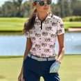 thumbnail image 3 of COEQINE Women 1/4 Zip Golf Shirts for Valentine's Day Lightweight 1/4 Zip Golf Polo Tops V Neck Soft Quick Dry Fit Sportswear Owl Pink Bow and Heart Print Tennis Activewear, L, 3 of 7