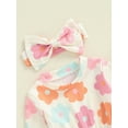thumbnail image 4 of Miaouyo Baby Girls Autumn Romper Long Sleeve O Neck Floral Print Casual Romper with Headband, 4 of 6