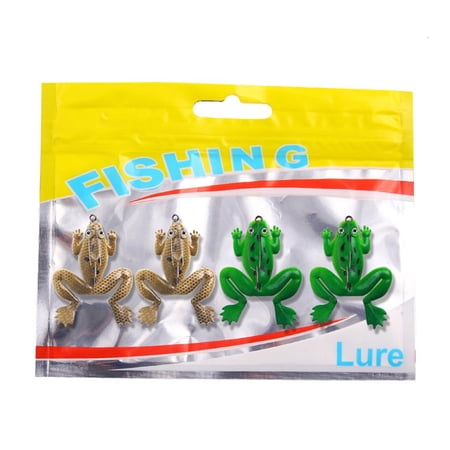 Youthyao 4Pcs Fish Tackle Colorful Soft for Frog Fishing Lure Simulation Artificial for Frog Topwater Single Hook Silicone