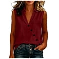 thumbnail image 5 of Aezemi Women V Neck Collared Tank Tops, Faux Cotton Linen Button Sleeveless Shirts, Summer Fashion Casual All Match Tank Top with Pocket, 5 of 7
