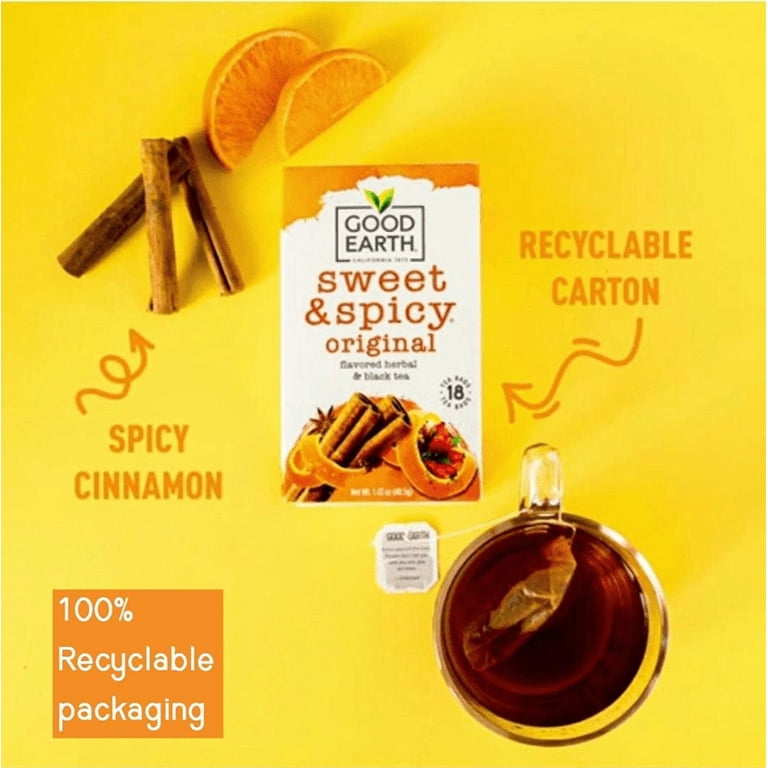 Good Earth, Sweet & Spicy Herbal Black Tea, Tea Bags, 18ct