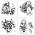 thumbnail image 4 of 4Pcs Mini Flower Lady Clear Stamps for DIY Scrapbooking Flower Bouquet Silicone Stamp Seals Transparent Stamps 2.2x2.2inch, 4 of 9