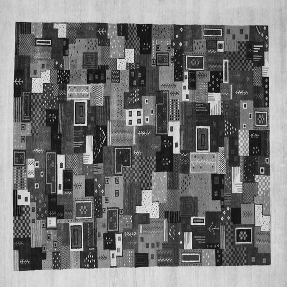 Ahgly Company Indoor Square Abstract Gray Contemporary Area Rugs, 4' Square