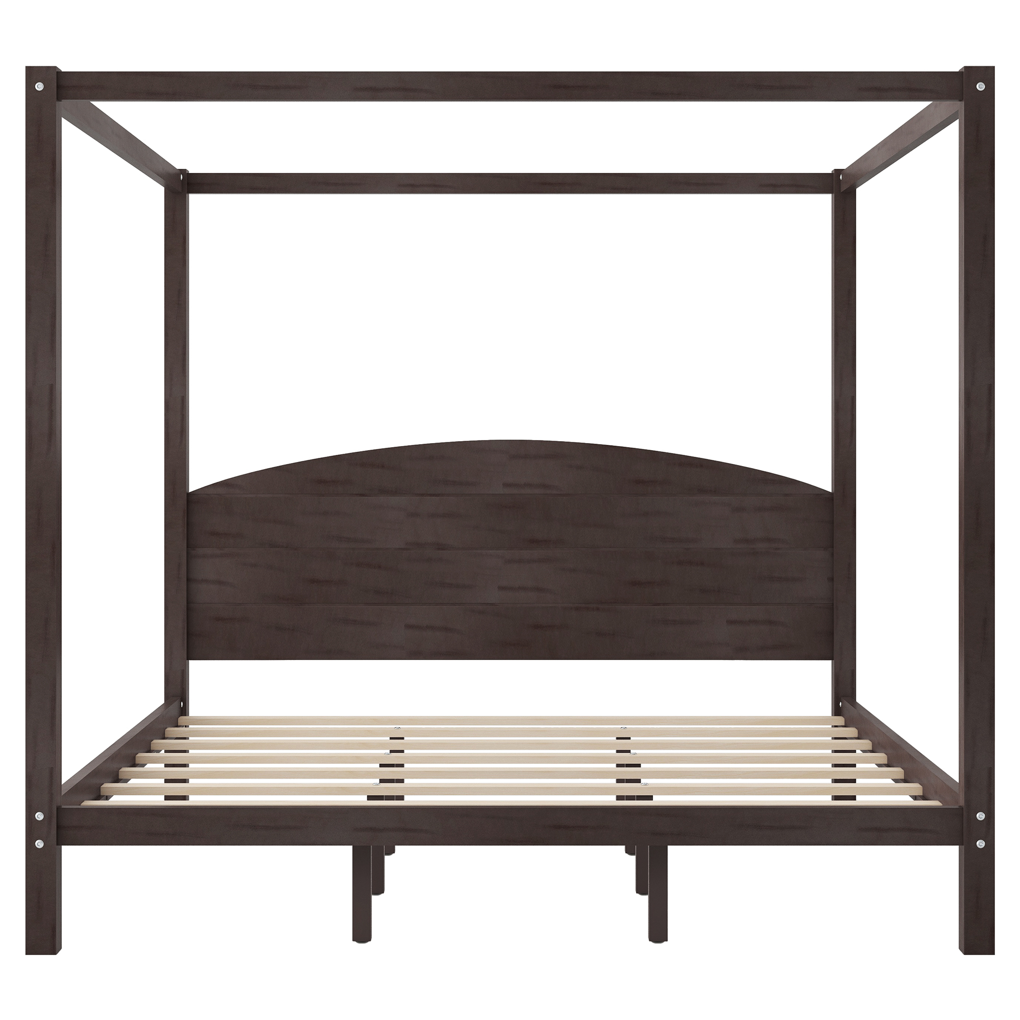 EUROCO Wood King Size Canopy Bed Frame, Solid Wood Platform Bed Legs for Kids Teens Adults, Brown