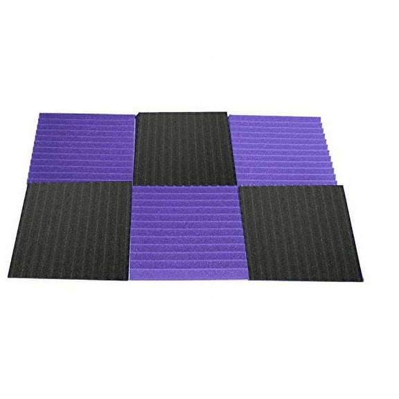 6 Pack Acoustic Foam Wedge 1" X 12" X 12" Studio Soundproofing Panels (6 Square Feet),Charcoal/Purple