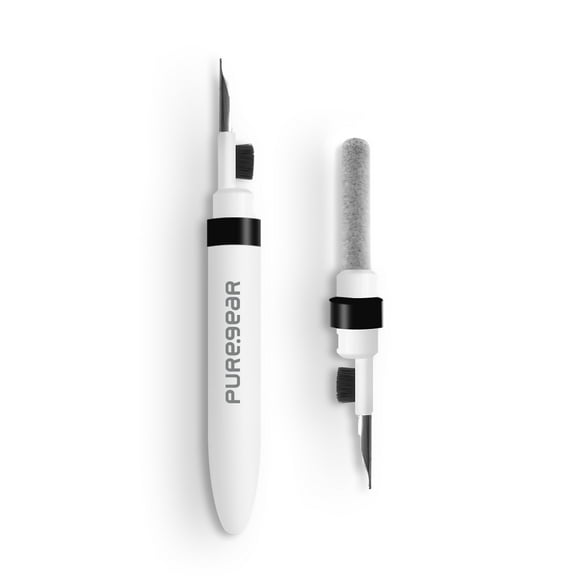 PureGear Device Cleaning Pen for Airpods 1 2 3 Multi-Function Cleaning Kit with Soft Brush for Bluetooth Earphones Case, Mobile Phones, Cameras, Keyboard, and More Devices Cleaning Tool (White)