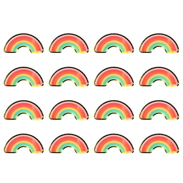 KAKOWELY 16 platos de papel desechables con diseño de arcoíris para fiestas de cumpleaños, postres, aperitivos y ensaladas de frutas.