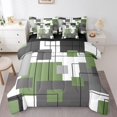 thumbnail image 1 of YST Abstract Geometry Comforter Set, 7-Piece, Twin, Black Grey Green, Geometric Square, Soft Lightweight, All Season, 1 of 5