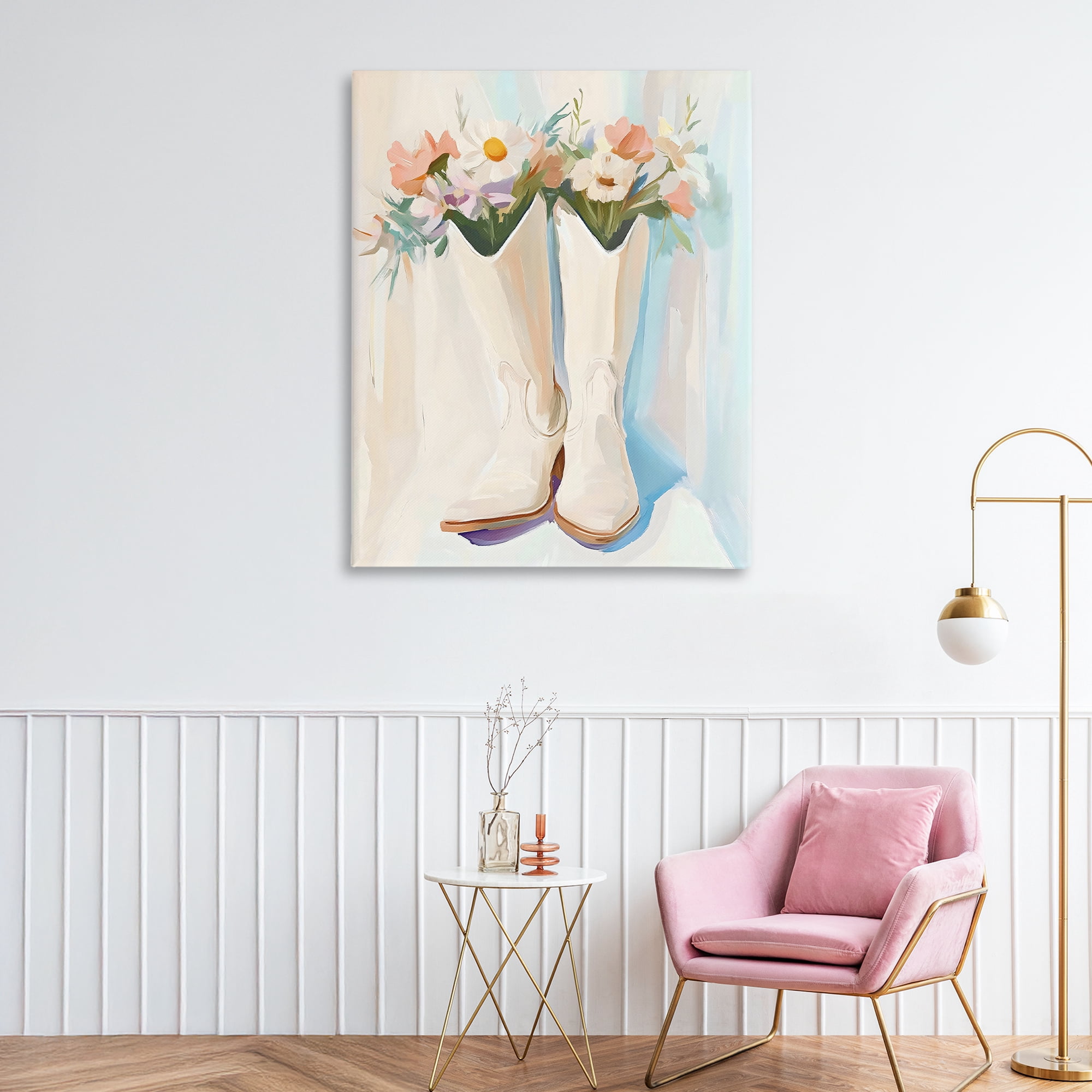 Stupell Industries Floral White Cowgirl Boots Canvas Wall Art, design by The Prints Vibe