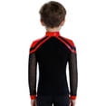 thumbnail image 2 of RUNQHUI Kids Boys Shiny Rhinestone Long Sleeve Figure Ice Skating Top Tees Performance Competition T-Shirts Red 16, 2 of 5