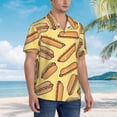 thumbnail image 3 of Bingfone Men's Short Sleeve Button Down Shirts Hawaiian Hot Dogs Printed Beach Shirt, 3 of 7