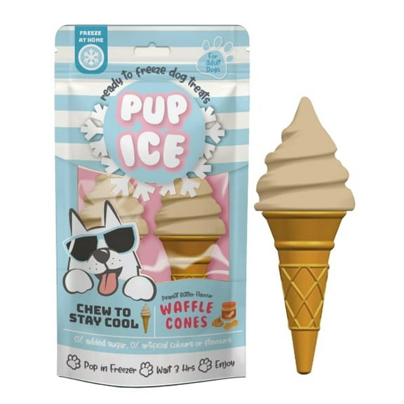Pup Ice Waffle Cone, Vanilla & Peanut Butter 2pk