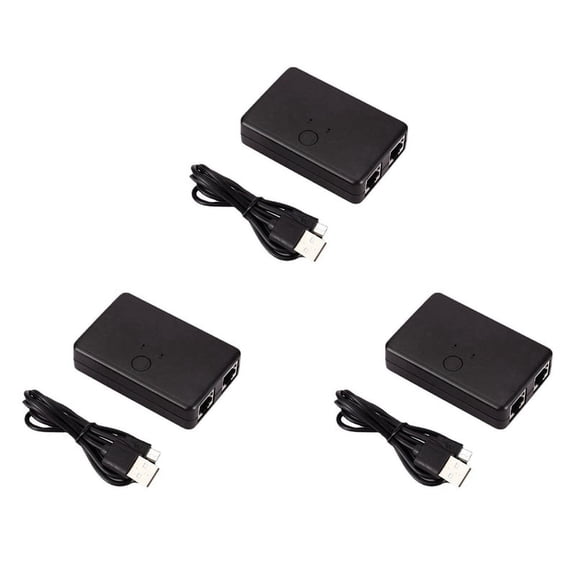3X 2 Port Network Switch RJ45 Switch Network Splitter Cable Extender 100Mbps Selector Power Free 2 Way Adapter Connector