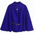 thumbnail image 2 of AUNVITO Women's Casual Woolen Belted Waist Cape Coat Long Sleeve Hoodless Outerwear for Daily Home & Work, 2 of 5