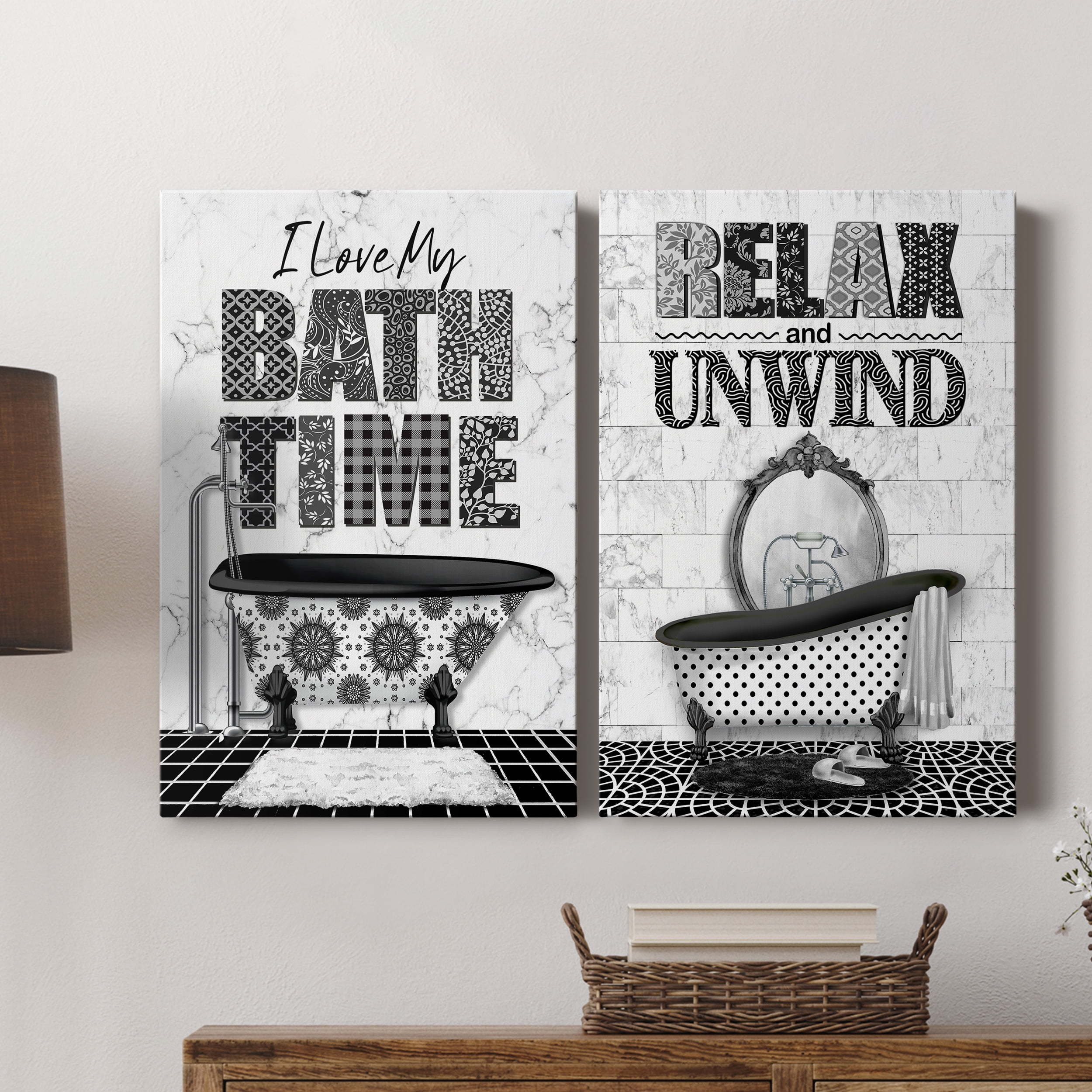 Bath Time Premium Gallery Wrapped Canvas - Ready to Hang - Set of 2 - 40 x 60 Each