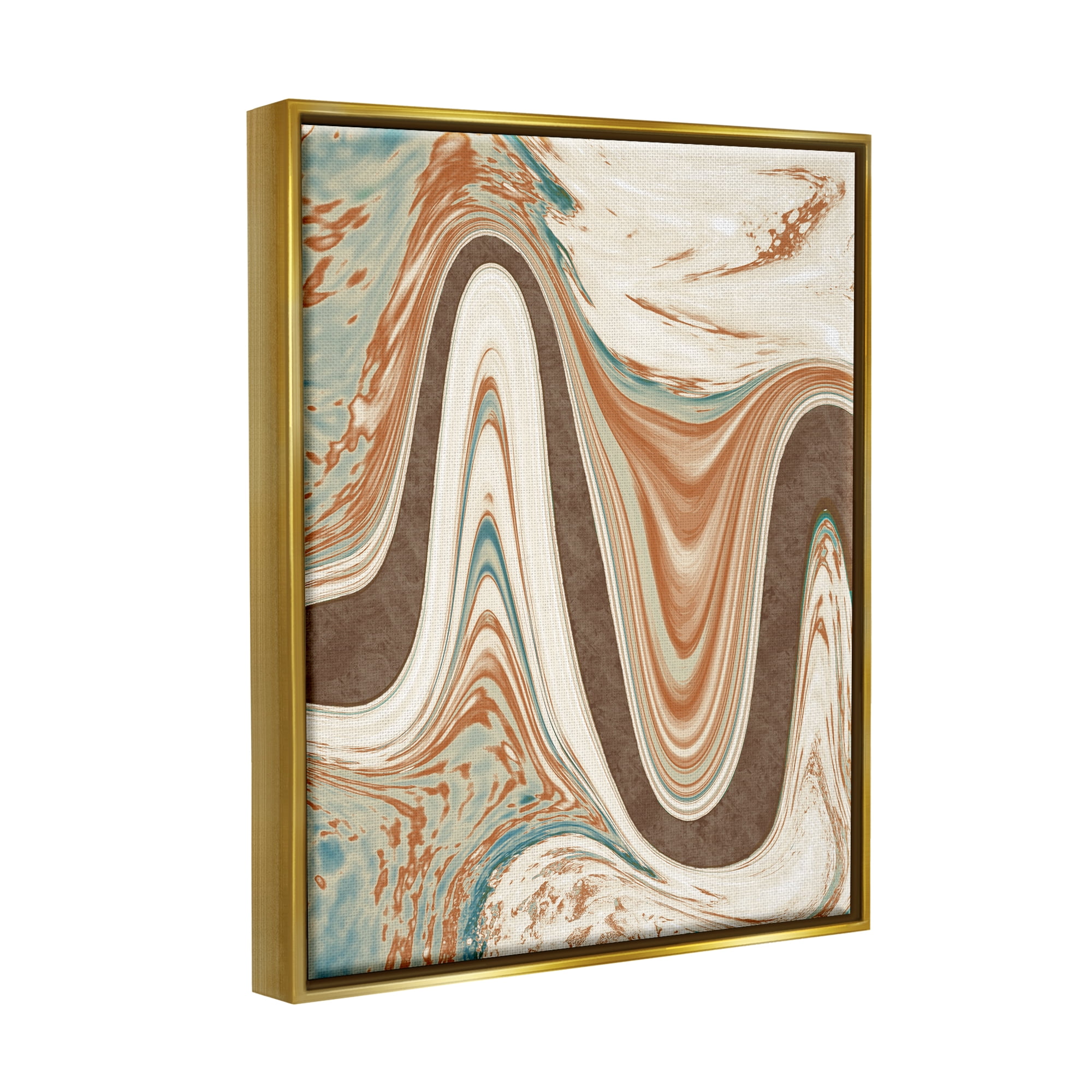 Stupell Industries Swirling Brown Abstract Wave Abstract Painting Gold Floater Framed Art Print Wall Art, 17 x 21
