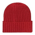 thumbnail image 2 of Wutalume Chunky Rib Knit Beanie for Men and Women, Thick Straight Line Design with Fold-Over Brim, Warm and Versatile Yarn Hat,Wine, 2 of 3