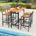 thumbnail image 2 of Gymax Acacia Wood Patio Table & Chair Set 5 Pcs Outdoor Dining Set w/ 1 Table & 4 Bar Height Chairs, 2 of 10