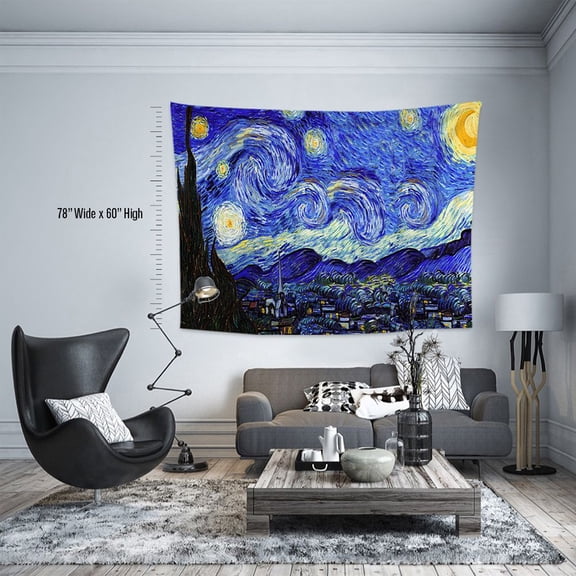 3S Brother's World Classic Art Masterpiece Tapestry Series - Vincent Van Gogh - Starry Night Classical Art Tapestry Antique Vintage Collection Home Décor - Made in Turkey (60"Wx78"L)