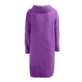 thumbnail image 5 of QUNYINEY Purple Women's Coats Button Solid Mid Weight Casual Sweater Long Sleeve Plus Size Long Cardigan Loose Hoodless Coats, 5 of 5