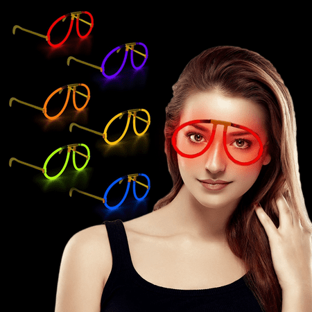 Glow Stick Eye Glasses Glow in the Dark Sunglasses - Assorted Colors 6 Pack