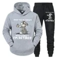 thumbnail image 5 of Conjunto de chándal para hombre nuevo "¿Qué día es hoy? ¿A quién le importa?" Sudadera con capucha y pantalón con estampado divertido de perro y café, conjunto de 2 piezas de pantalones de manga larga, 5 of 5