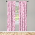thumbnail image 5 of Ambesonne Pink Window Curtains, Flowers Dots Butterflies Love, Each 28" W x 95" L, Pink and Pale Pink, 5 of 5