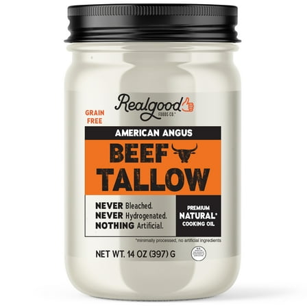 Real Good Foods Co. American Angus Beef Tallow Oil, 14oz Glass Jar