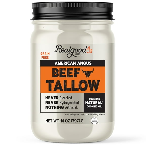 Real Good Foods Co. American Angus Beef Tallow Oil, 14oz Glass Jar