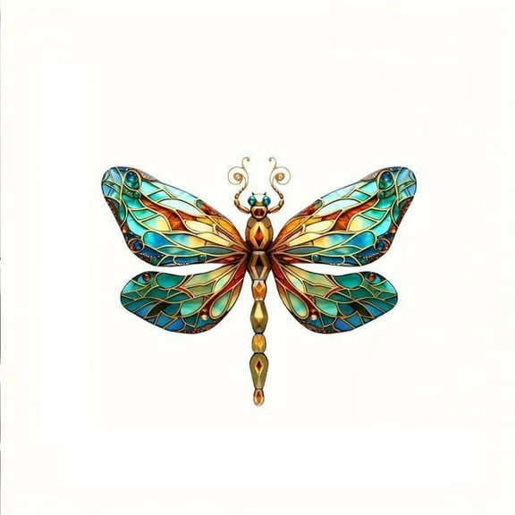 Szbaoan 2D Stained Glass Acrylic Dragonfly Car Pendant Bag Charm, Colorful Window Hanging Ornament for Home Decor Gift, 9x8cm Handcrafted Art for Wall Mirror Decoration, Light Reflection Design