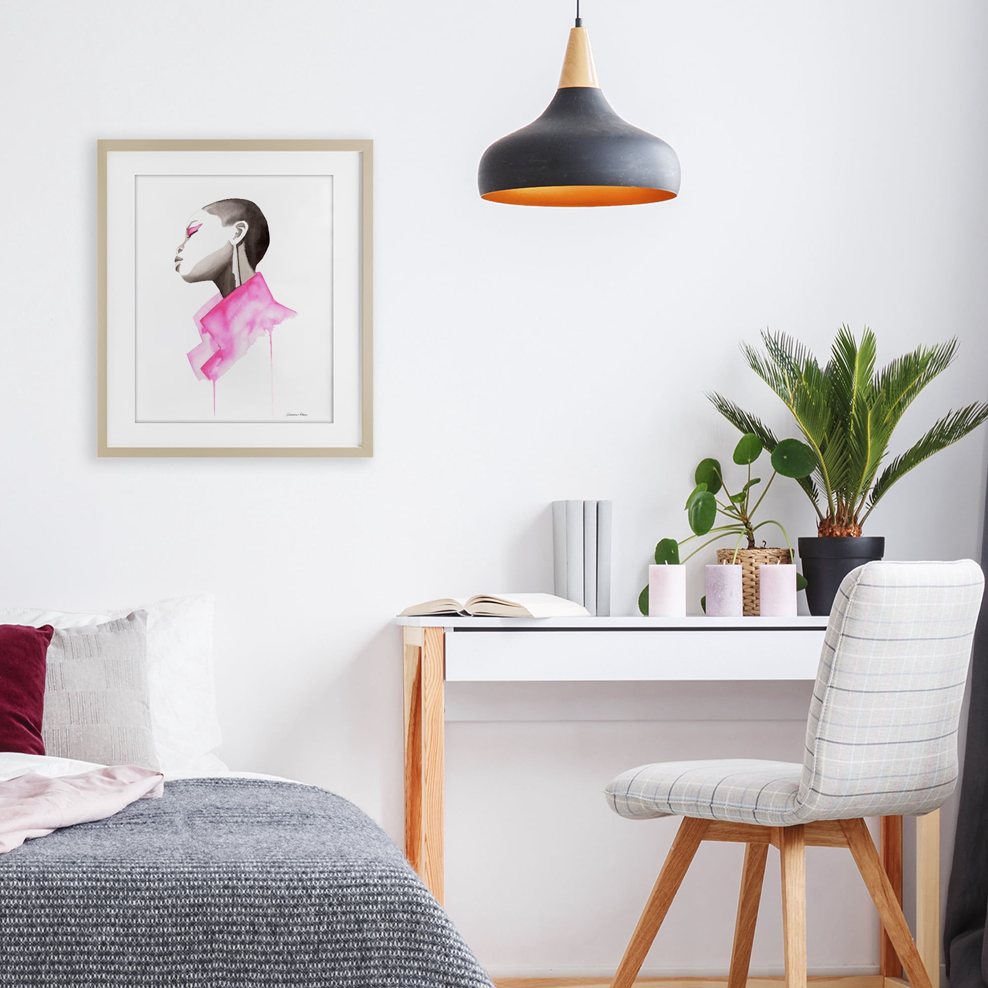 Stupell Industries Pink Jacket Elegance Portrait Birch Framed Print Under Glass, design by Simone Elum