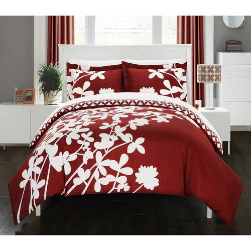 Casa Blanca 3 Piece Bedding Floral Duvet Cover Set Queen Red