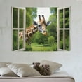 thumbnail image 4 of COMIO  Canvas Print Wall Art Window View 3D Giraffe Illusion in Forest Nature Wilderness Photography Modern Art Rustic Scenic Colorful Ultra for Living Room, Bedroom, 4 of 7