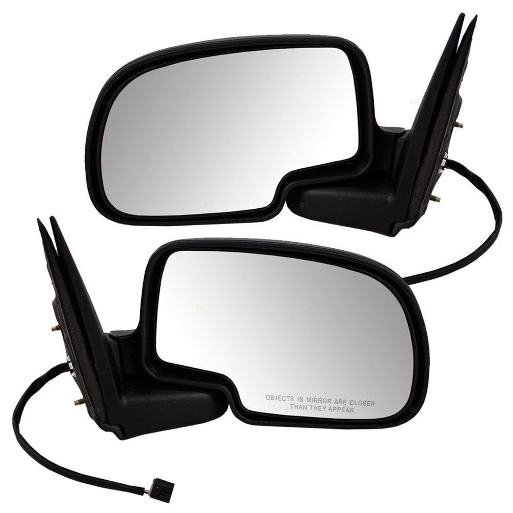 Driver and Passenger Power Side View Black & Chrome Mirrors Replacement