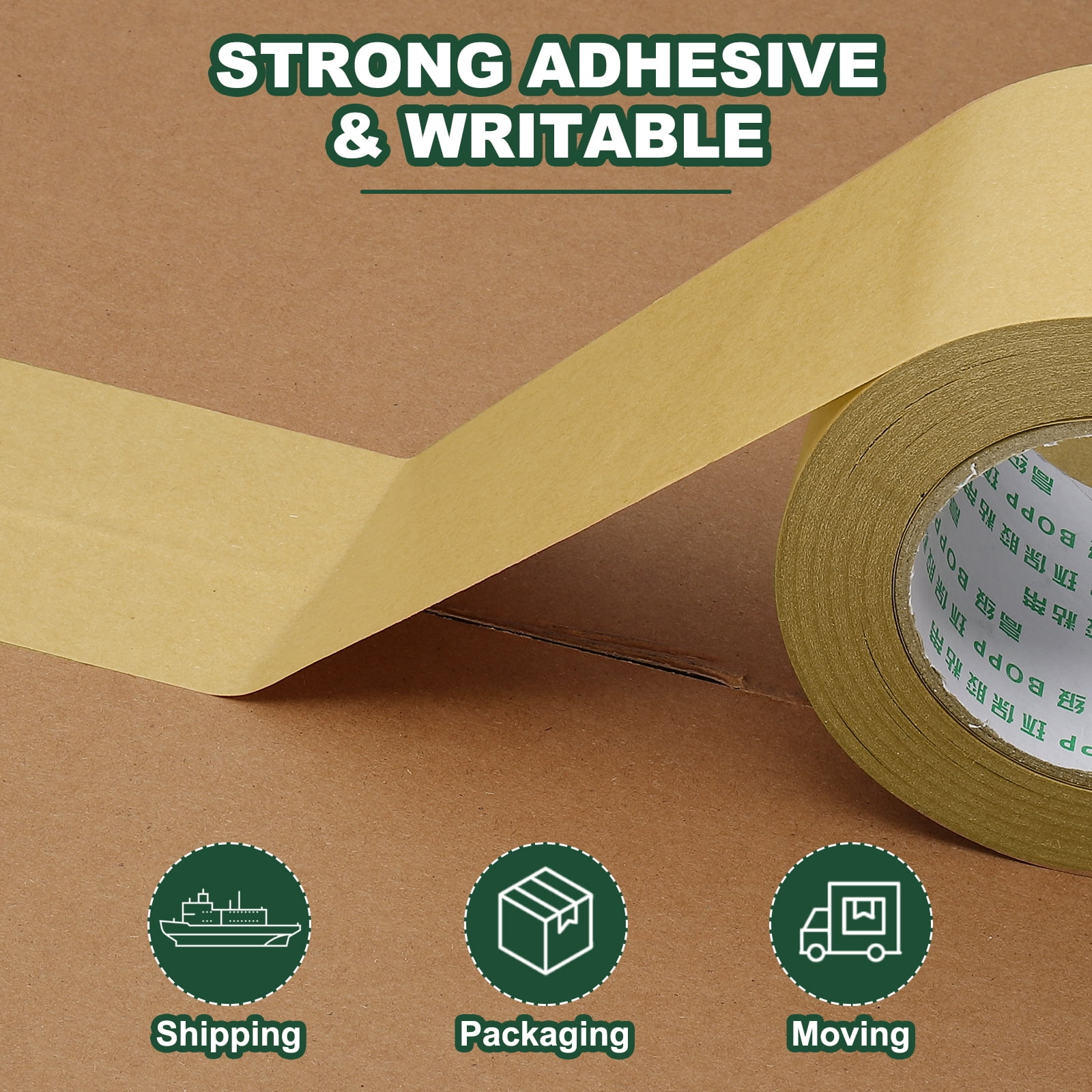 Uxcell 2.8" x 55 Yards Brown Packing Tape, 1 Roll Heavy Duty Kraft Tape for Sealing Cardboard Boxes