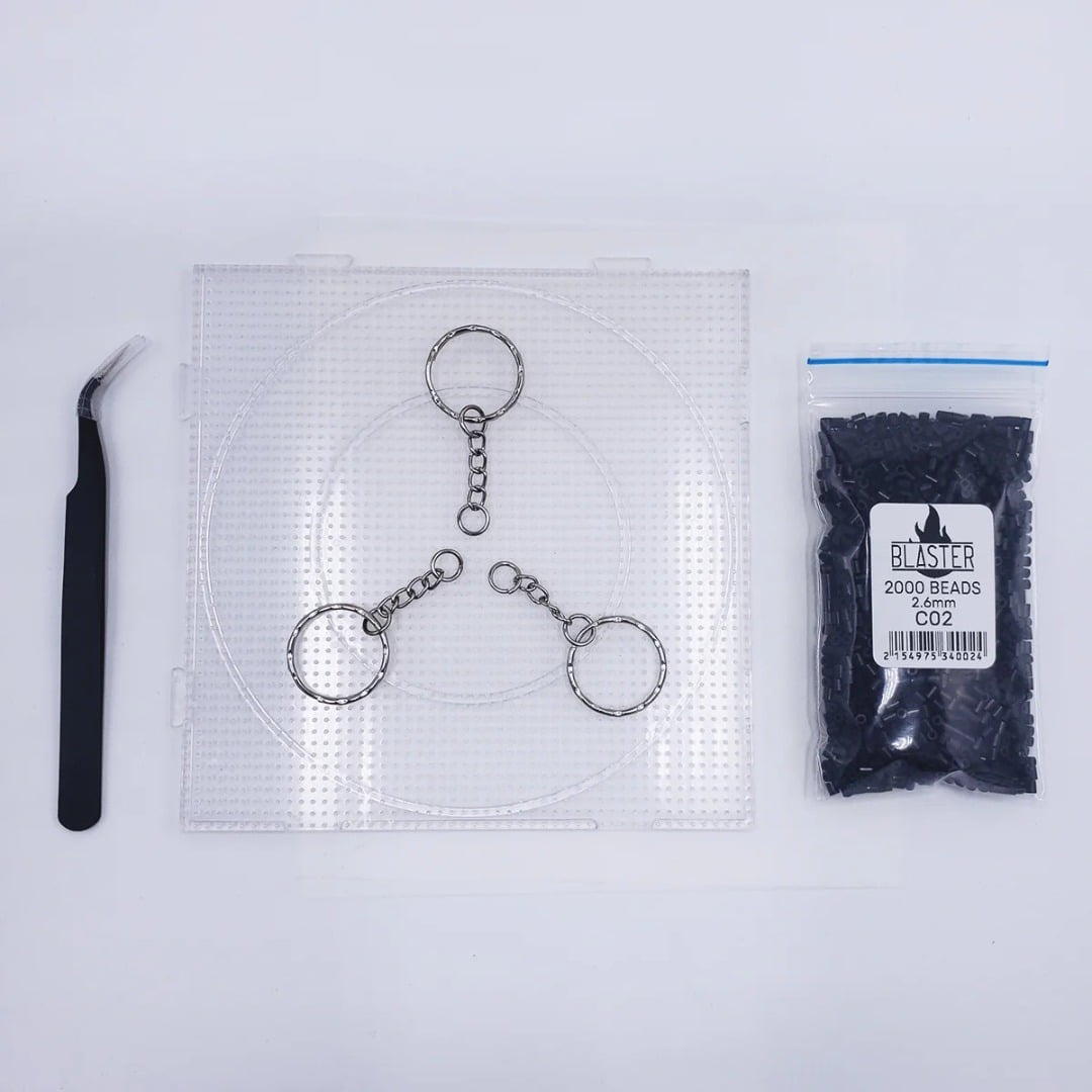 Fuse Beads Kit 2.6mm - 10,000 Beads Organizer Case, 15 Colors  + 2,000 Black Beads, 50x50 Pegboard, Key Rings, Metal Tweezer, Ironing Paper - Perfect for Kids and Adults DIY Craft Projects
