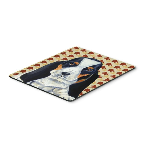 Carolines Treasures LH9104MP "Basset Hound Fall Leaves Portrait Mouse Pad Hot Pad or Trivet" Large multicolor