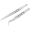 thumbnail image 2 of Professional Tweezers Two-piece Electronics Industrial Anti-static Curved Straight Tip Precision Stainless Forceps Phone Repair Hand Tools2pcs, 2 of 4