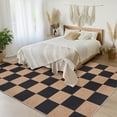 thumbnail image 3 of FairOnly 9'x12'Checkered Modern Geometric Machine Washable Area Rug for Living Room Bedroom Non Slip Ultra Thin Carpet for Kitchen Dining Room,Black Coffee, 3 of 7