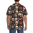 thumbnail image 3 of Susaid rock record Skull Print Men's Polo Shirts Button Down Short Sleeve Casual Summer Beach Vintage Shirts for Men-Medium, 3 of 5